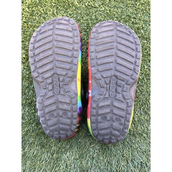 CROCS Classic Fur Lined Clog US W7 Mens 5 Tie Dye Shearling Mule Slipper Shoes - Picture 12 of 12